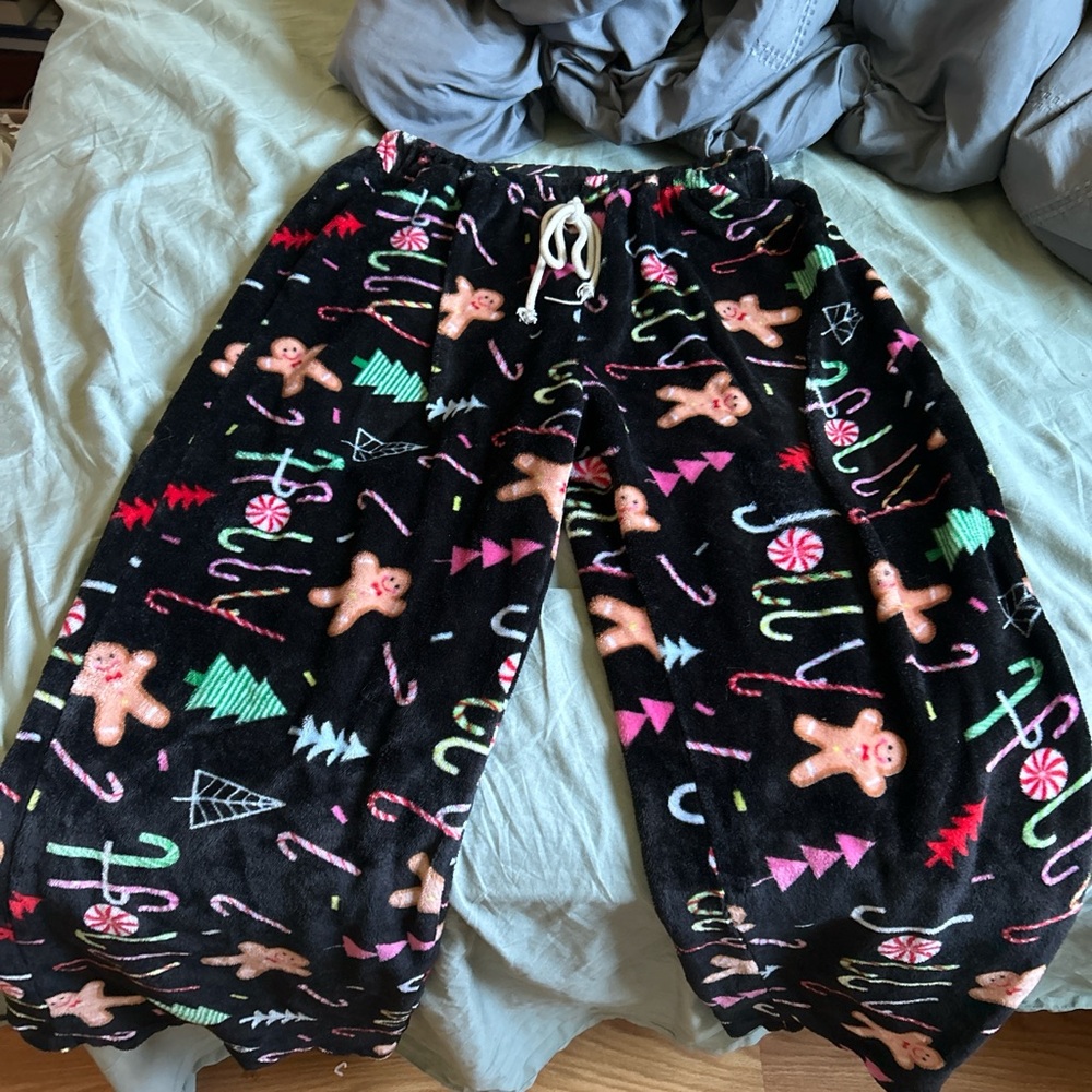 SHEIN Black Festive Print Pajama Pants